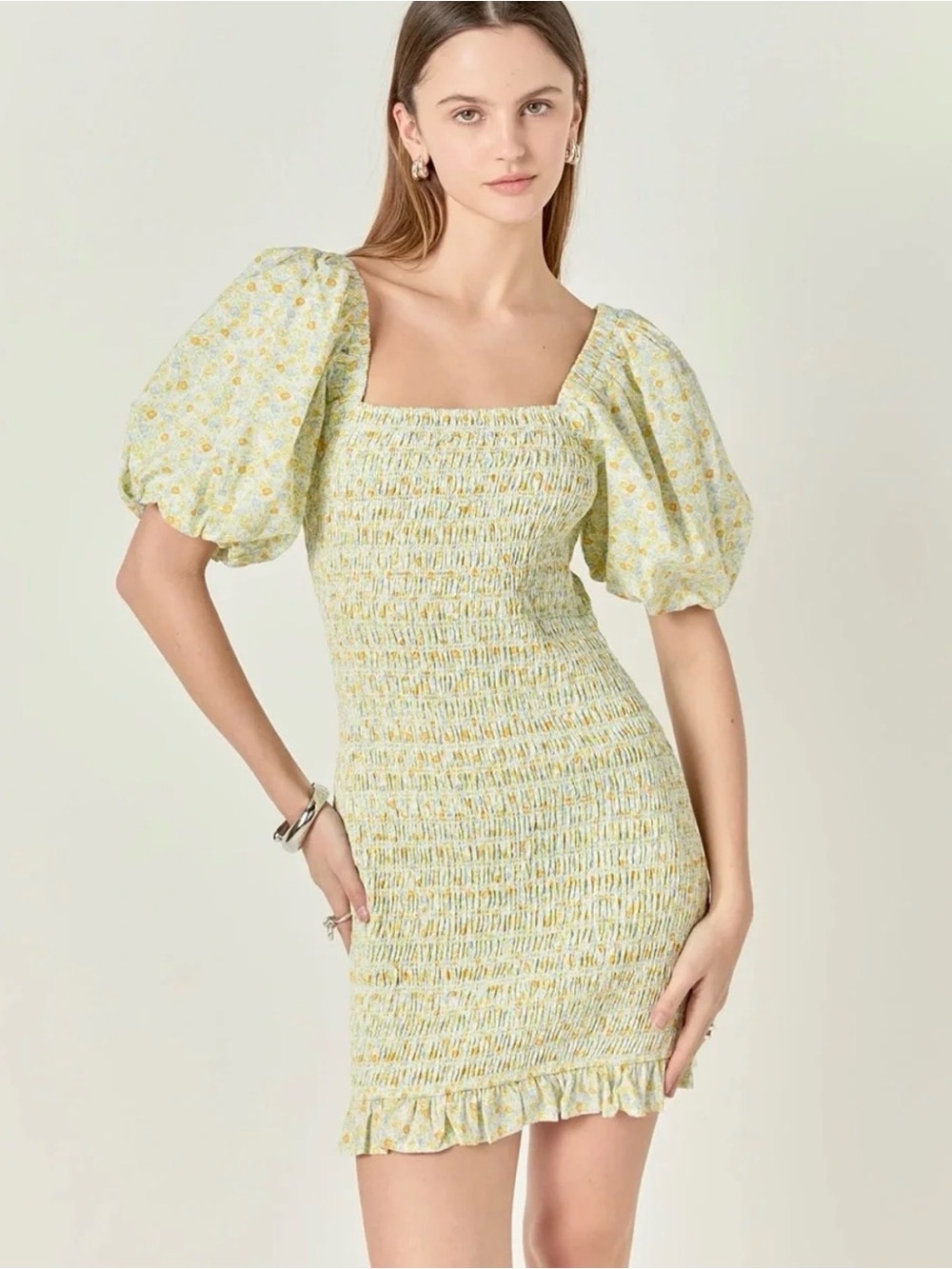 English Factory Women's Floral Smocked Mini Dress SZ M